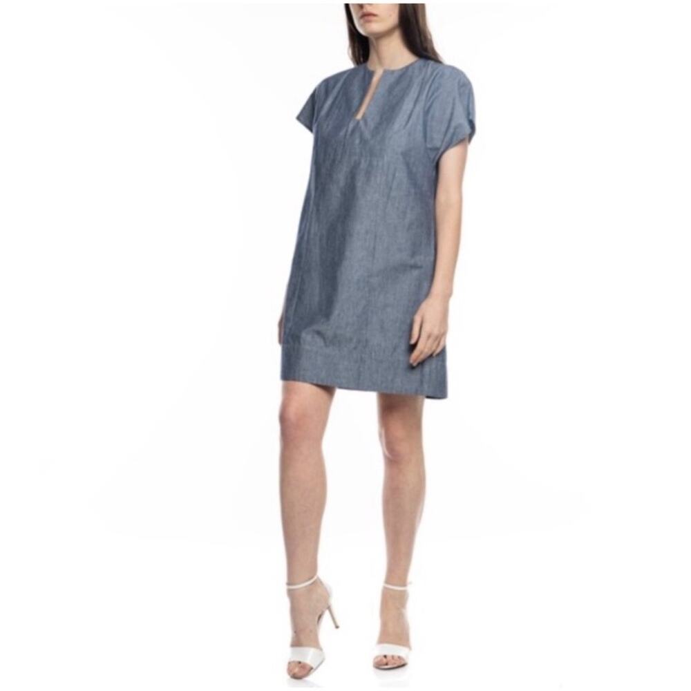 Apiece Apart Women’s Sz 8 Blue Tunic Shift Dress Chambray Pullover Pockets